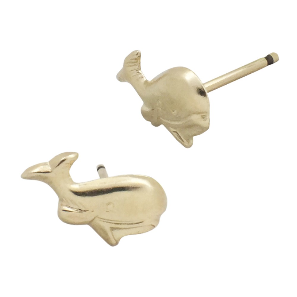 Gold Filled Yellow 10mm Whale Stud Earring