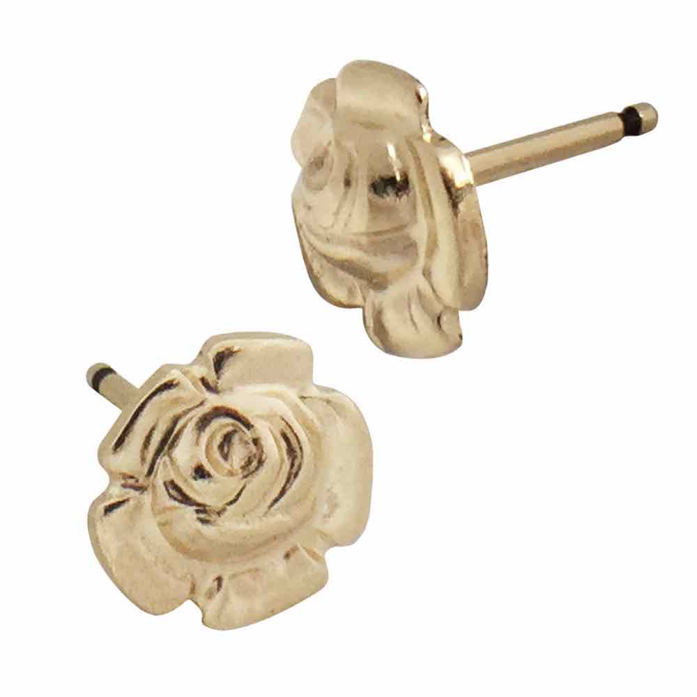 Gold Filled Yellow 6.5mm Rose Flower Stud Earring