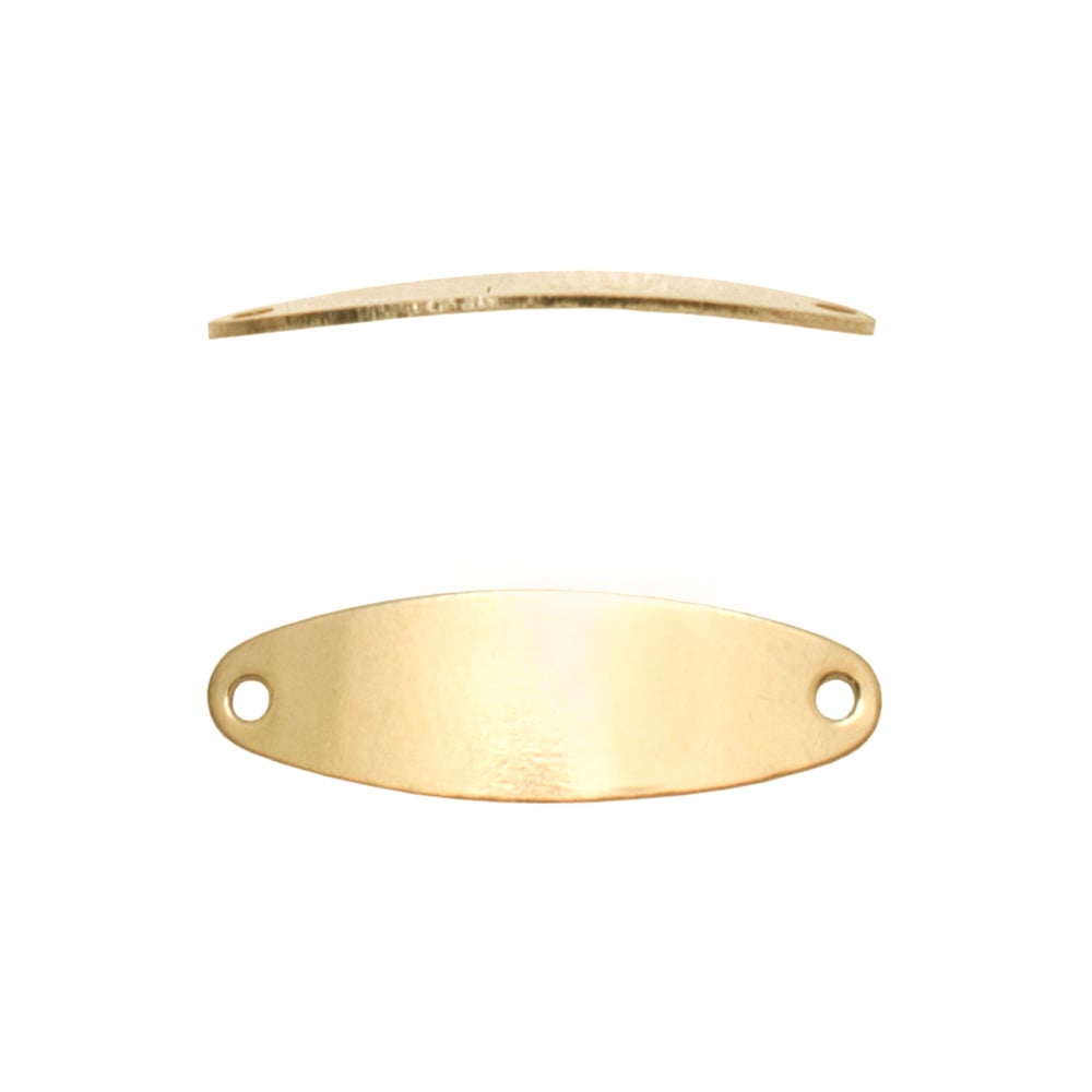 Gold Filled Yellow 6x19mm Curved Oval Bracelet Blank Connector with Two Holes