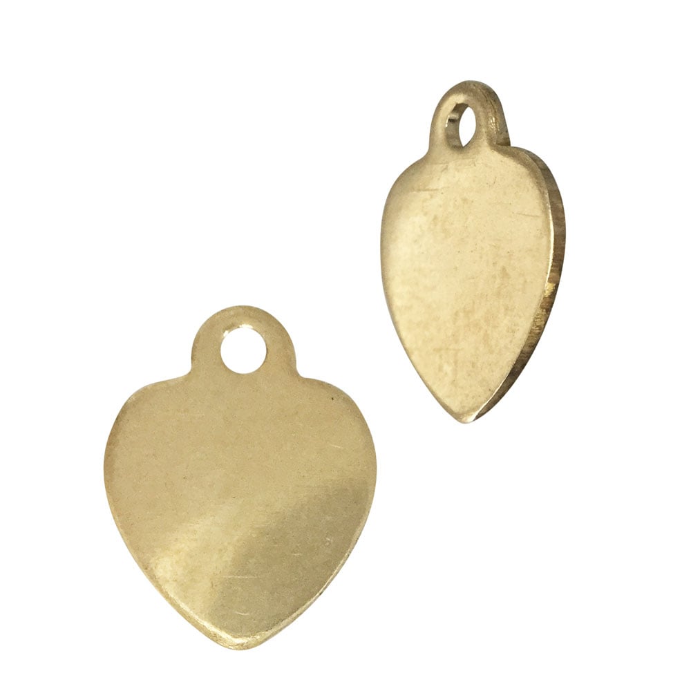 Gold Filled Yellow 7mm Flat Plain Heart Charms