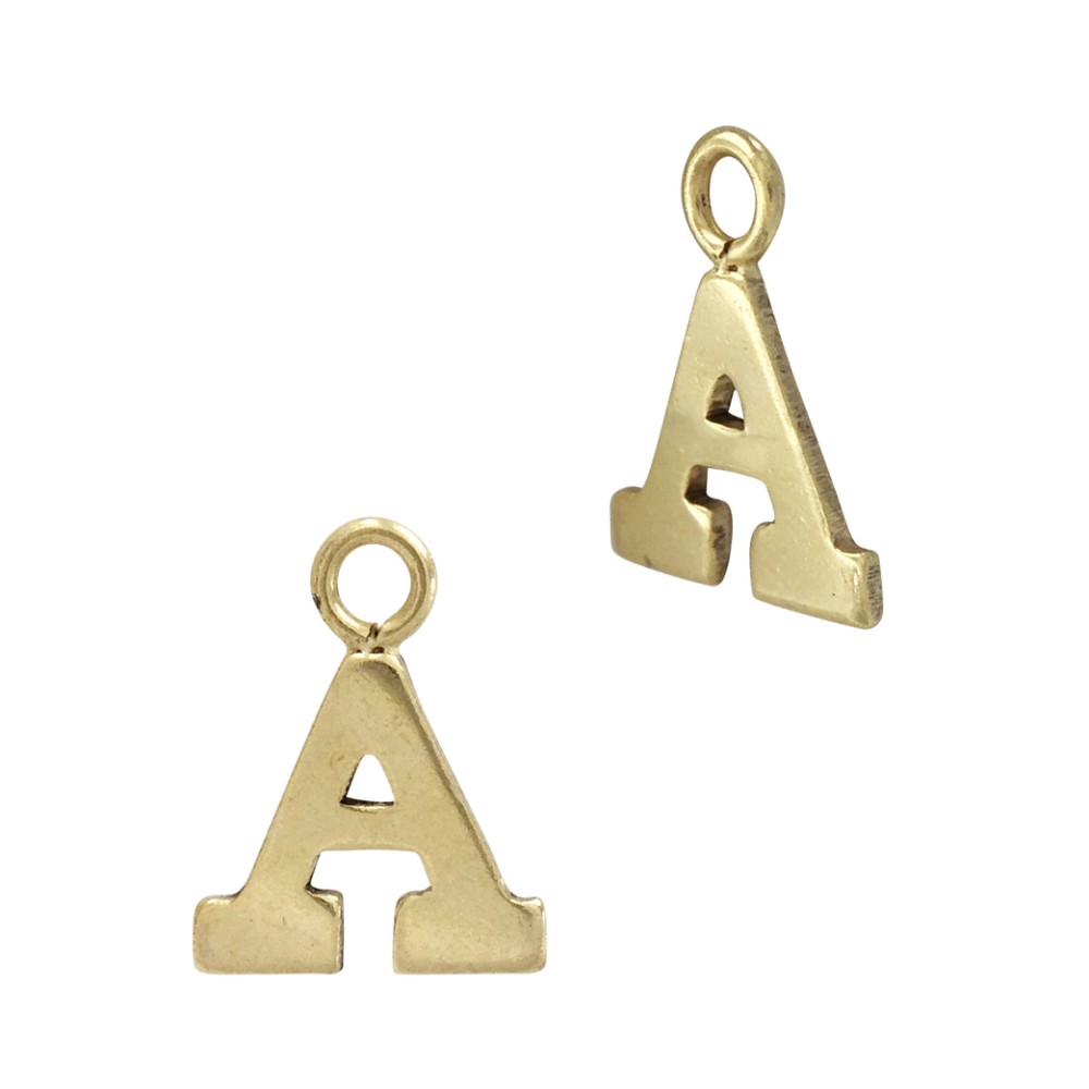 Gold Filled Yellow A Block Style Letter Charm