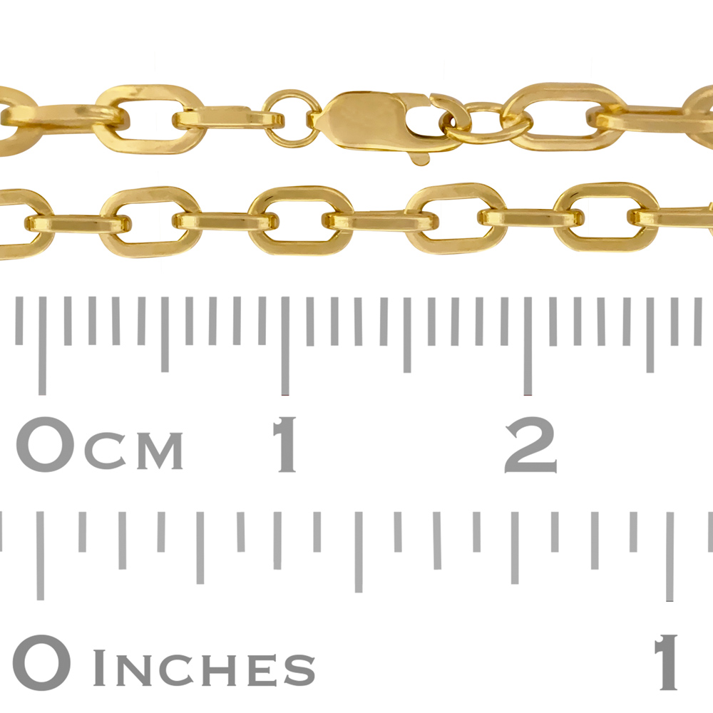 14K Gold Flat, Square Hollow Link  5.2mm Rounded Rectangle Cable Chain
