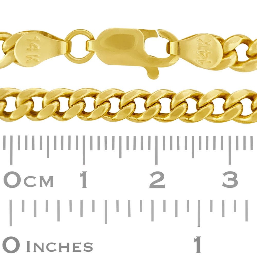 14K Gold Yellow 4.3mm Cuban Link Chain