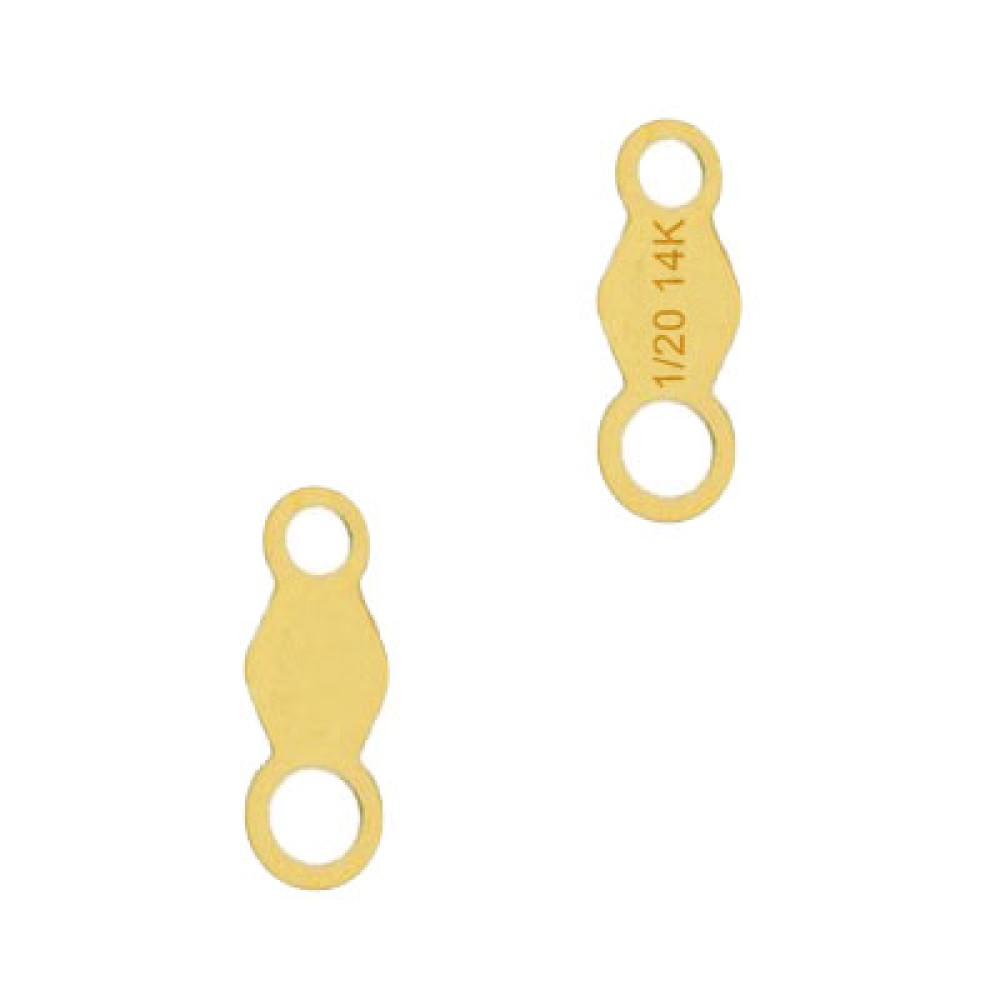 Gold Filled Yellow 2 Ring, Diamond Shape Quality Hallmark Chain Tags