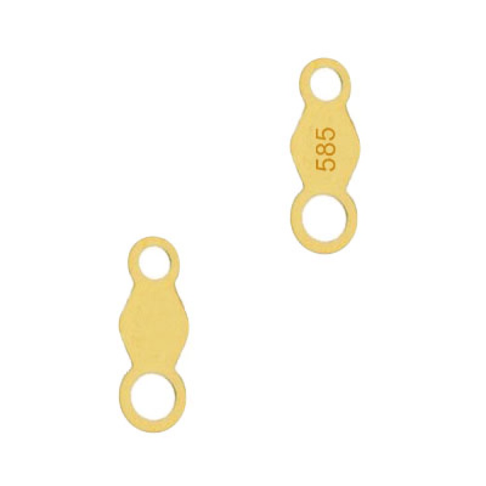 14K Gold Yellow 2 Ring, Diamond Shape Quality Hallmark Chain Tags