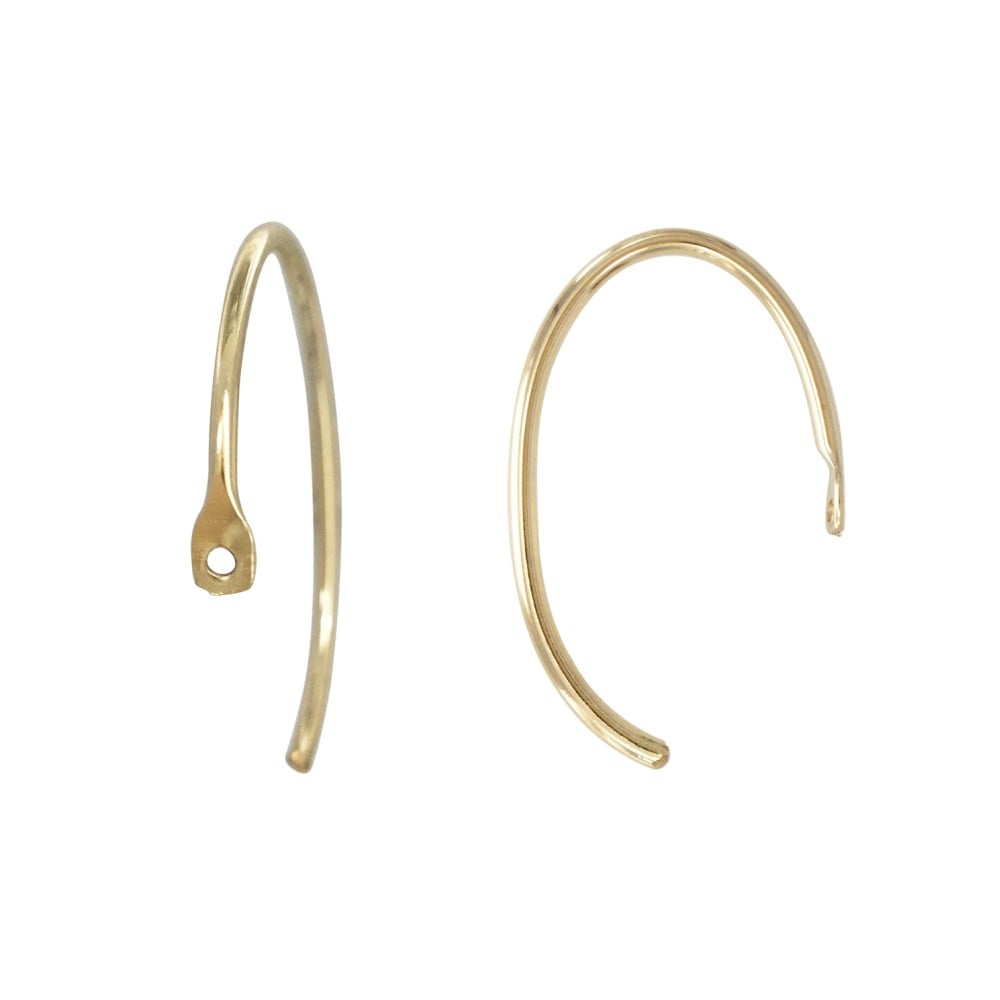 Oval Curved Shape Gold Filled 12x18mm Earwire with Hole