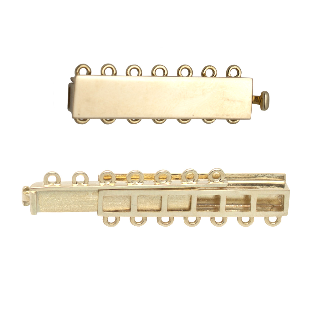 7 Row 4mm 30x6mm 14K Gold Multi Row Rectangle Bar Clasp