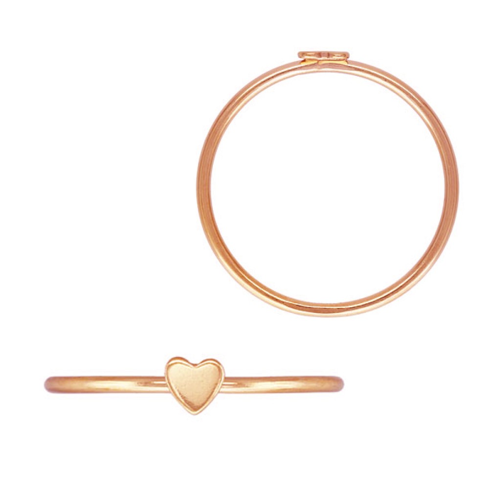 Gold Filled Rose Smooth Stackable Flat Heart Ring