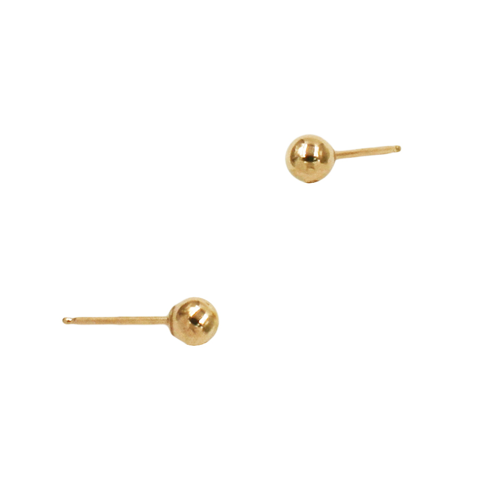 14K Gold Yellow 2.0mm Round Ball Earring Stud