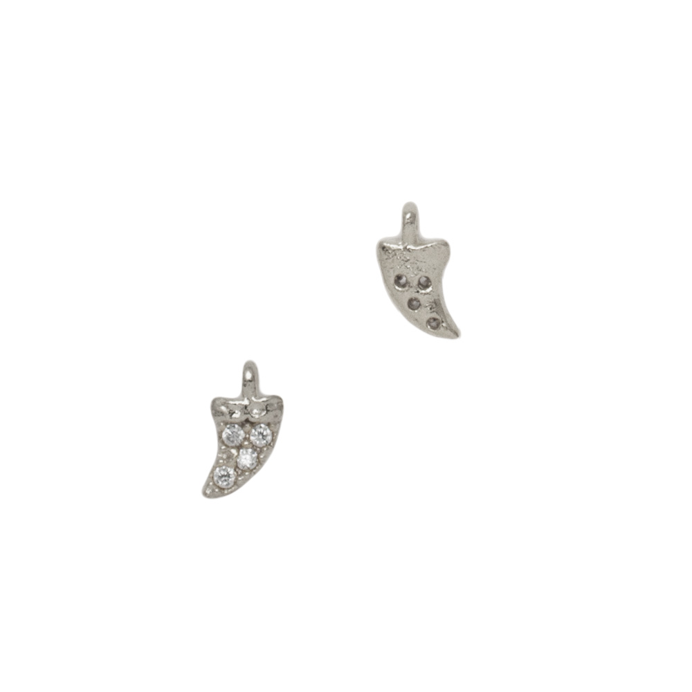 6x3mm Sterling Silver White Tusk Charm with Cubic Zirconia