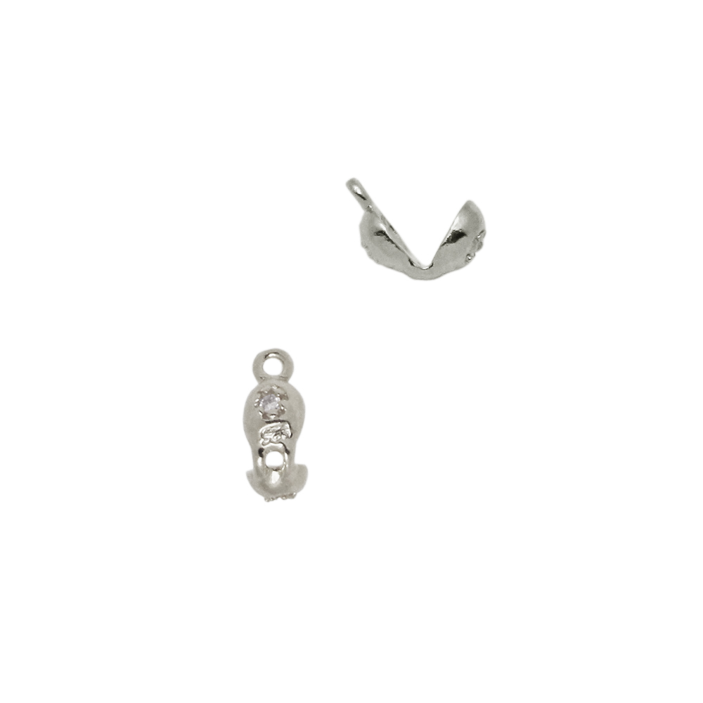 Gray Rhodium Sterling Silver and CZ Clam Shell