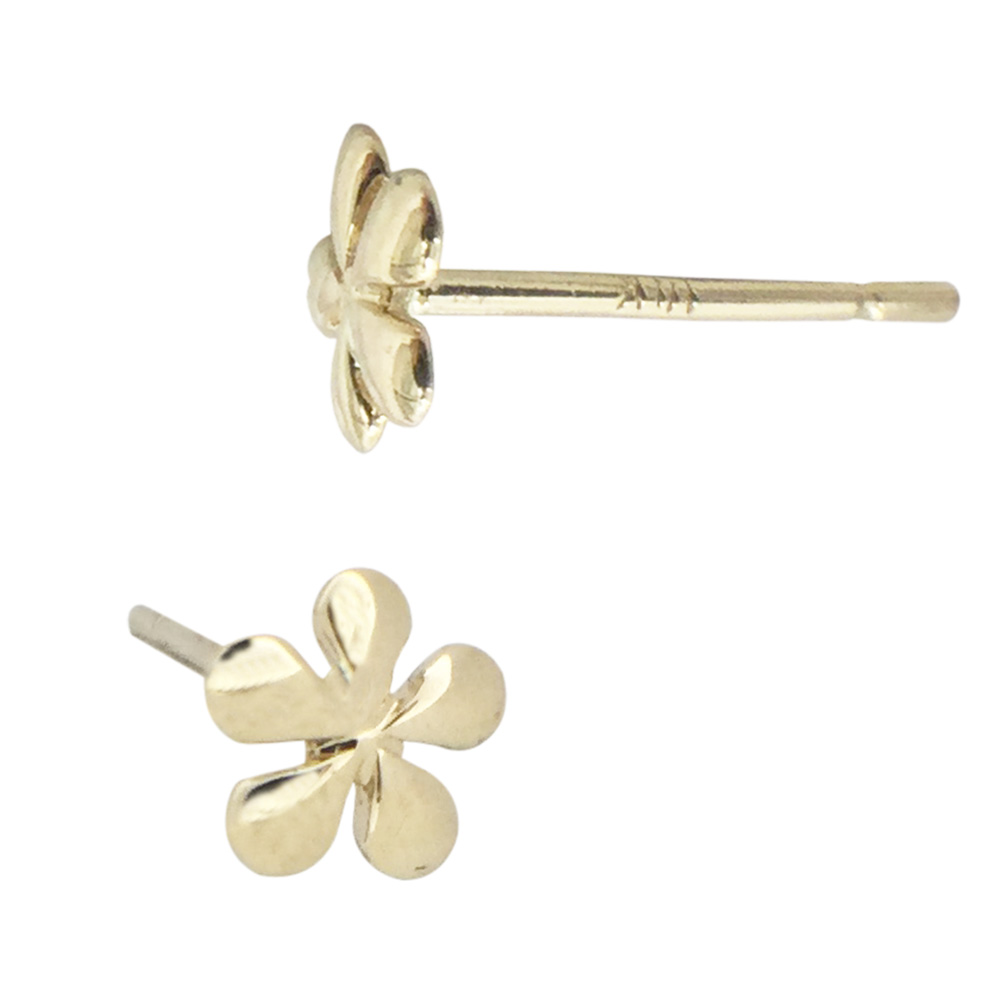 14K Gold Yellow 4mm Daisy Flower Stud Earring