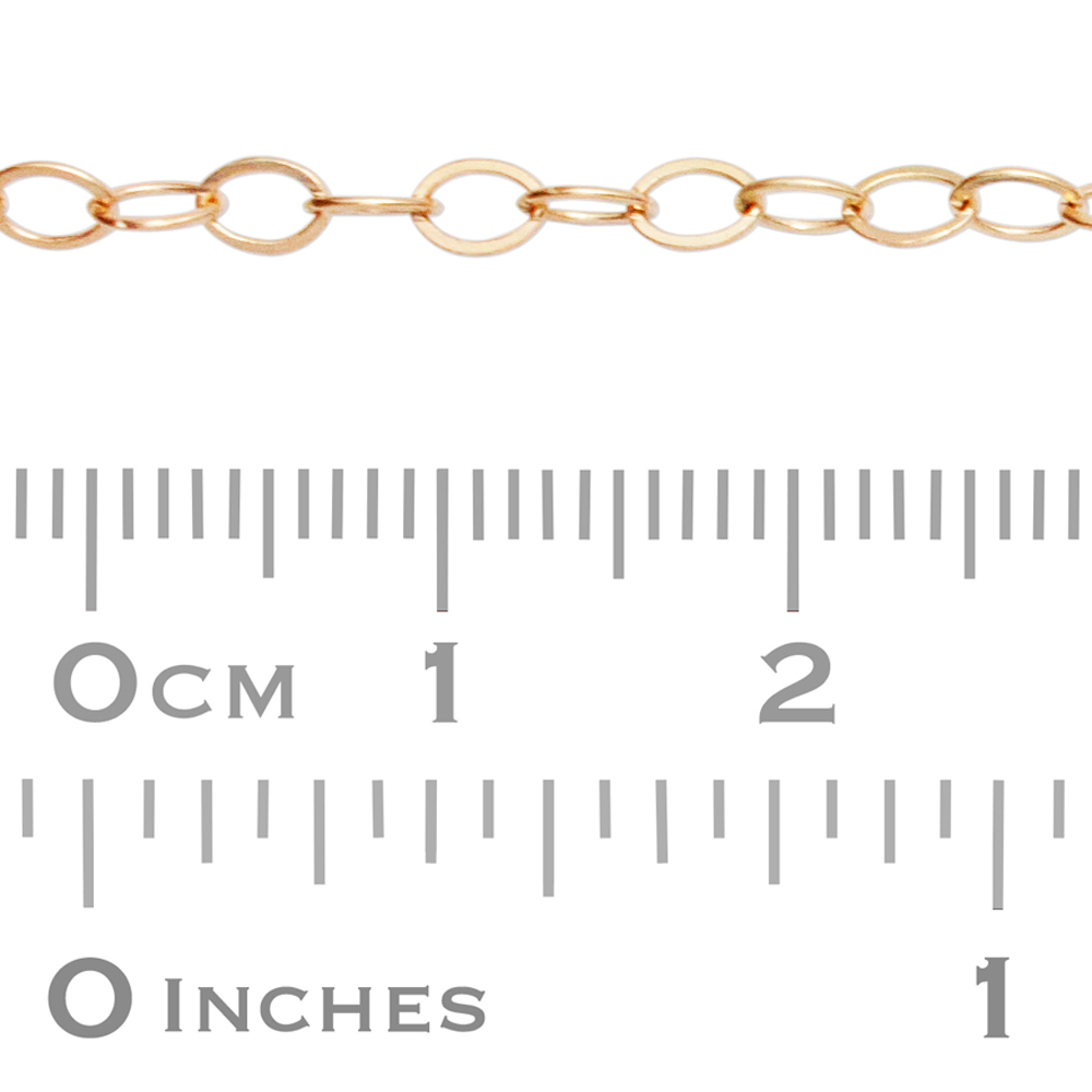 14K Gold Flat/Shiny 2.7mm Oval Link Cable Chain