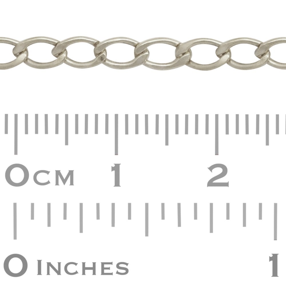 Sterling Silver 3.1mm Bright Silver Flattened Long Link Curb Chain