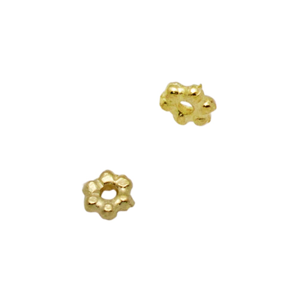 3mm 20K Gold Yellow High Karat Gold Handmade Bali Style Daisy Hexagon Spacer Bead 