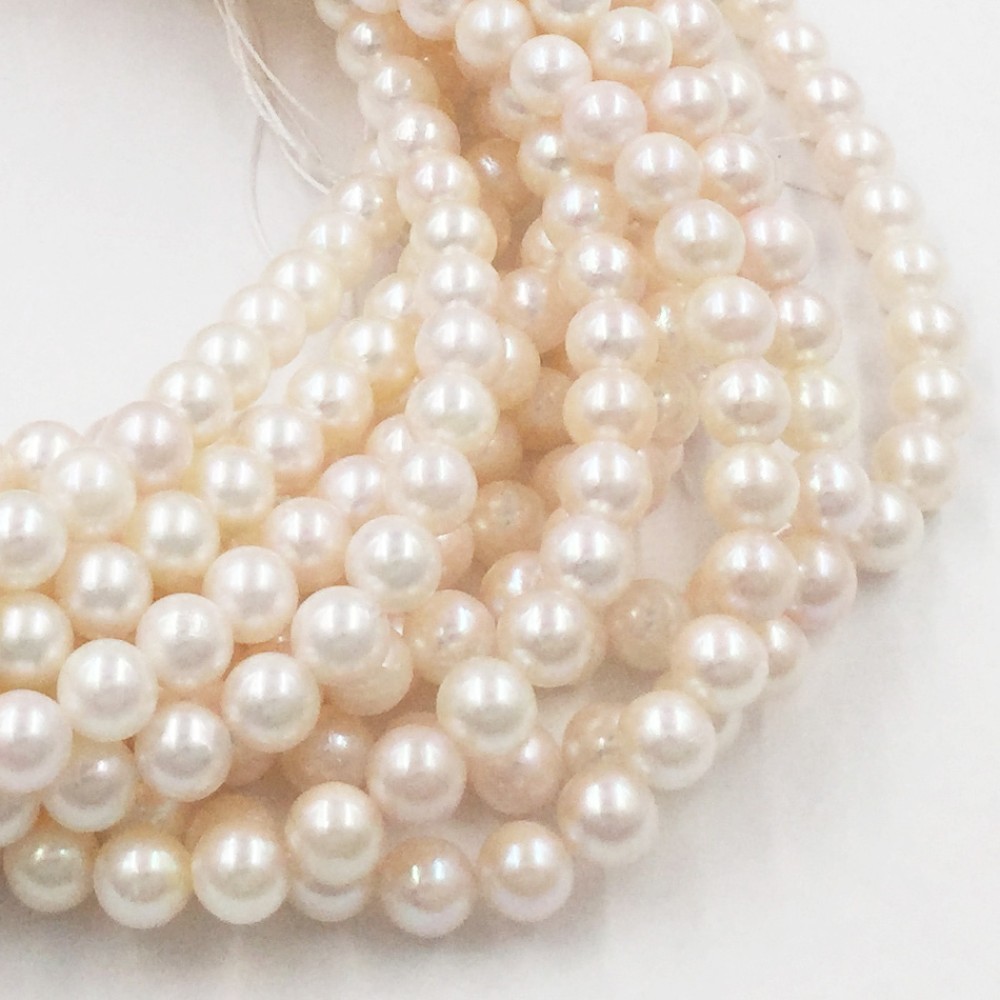 6.0-6.5mm Round White Cultured Akoya Pearls by Strand