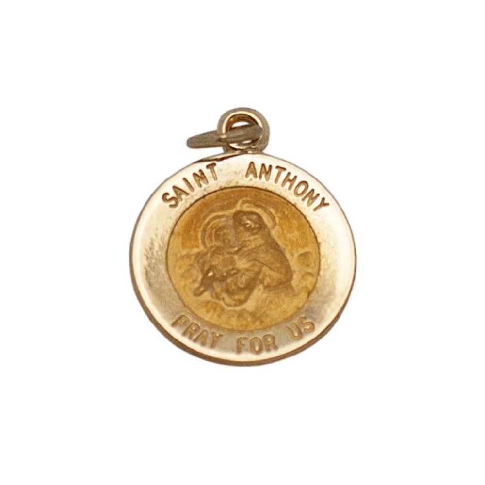 14K Gold 11.7mm Yellow Saint Anthony Medal