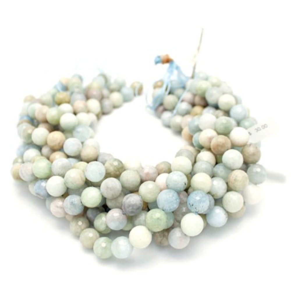 Multi-Color Aquamarine Beads by Strand