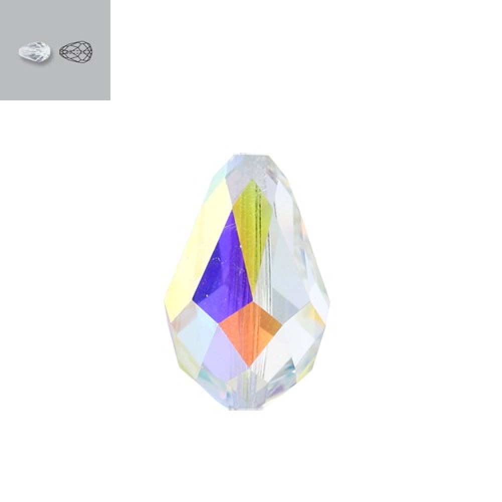9x6mm 5500 Swarovski Crystal AB (Aurora Borealis) Teardrop Bead, Center Drilled