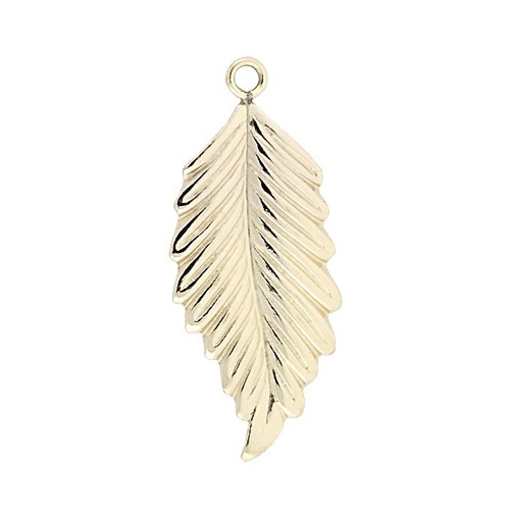 14K Gold Yellow 9x21mm Wavy Leaf Charms