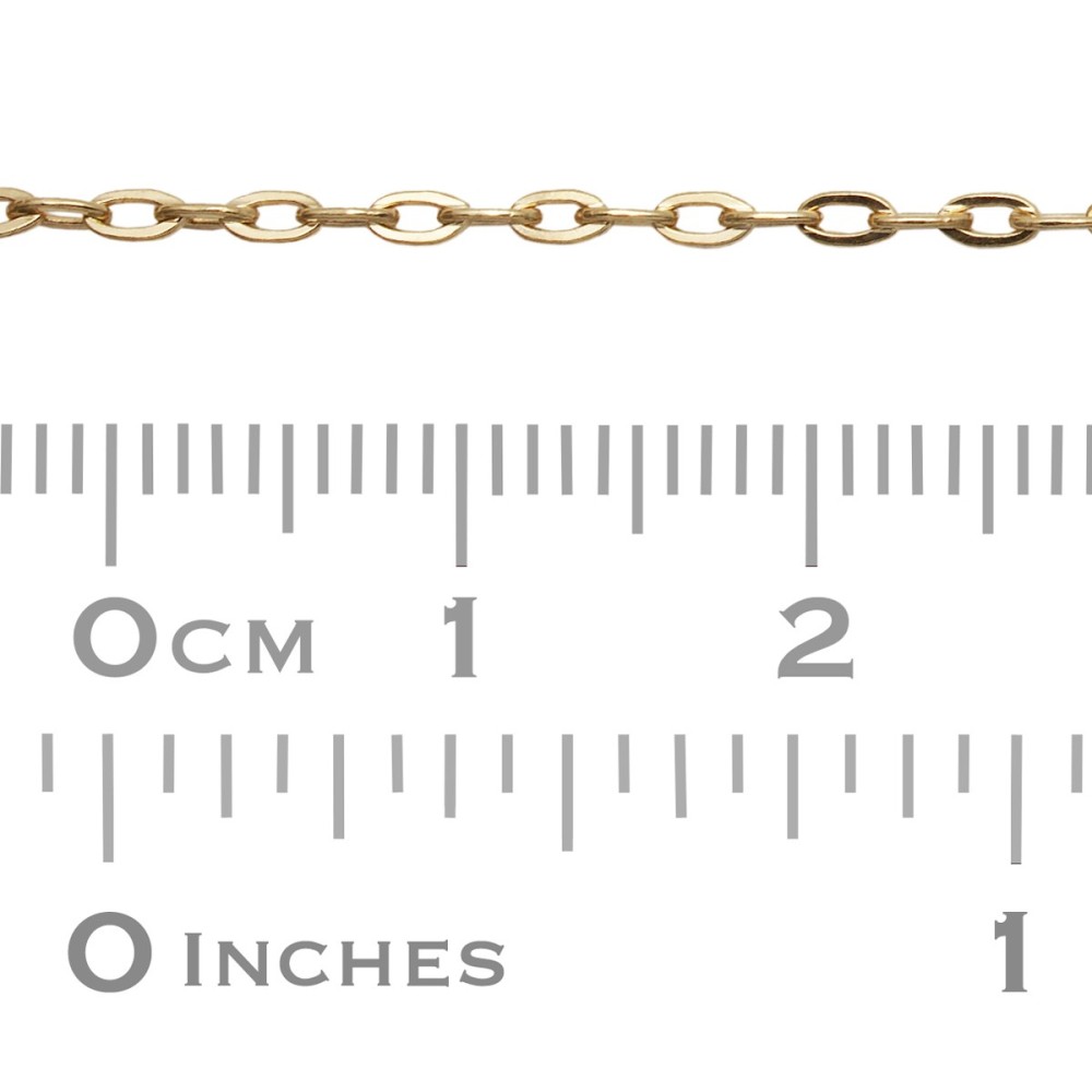 Gold Filled 1.7mm Flat Elongated Oval Link Cable Chain by Foot