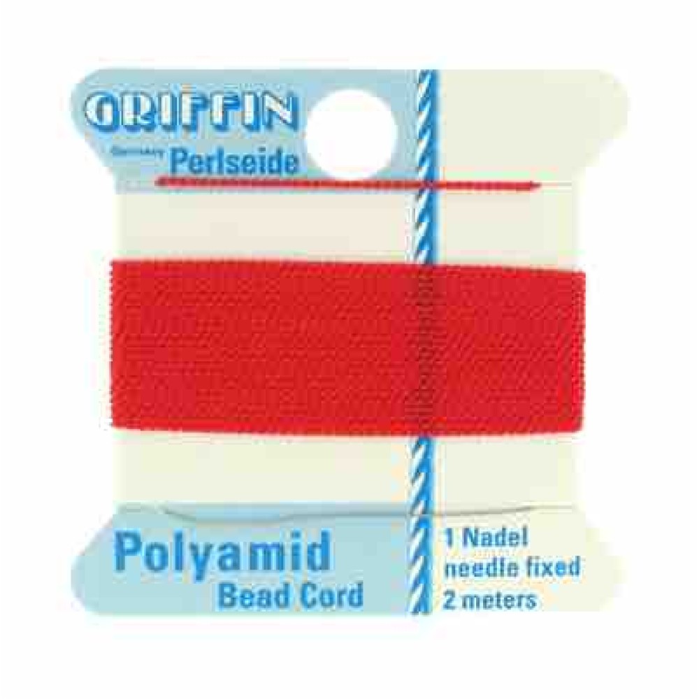 Coral Nylon Cord, Polyamide Beading Cord with Needle Attached, 2-Meters Long